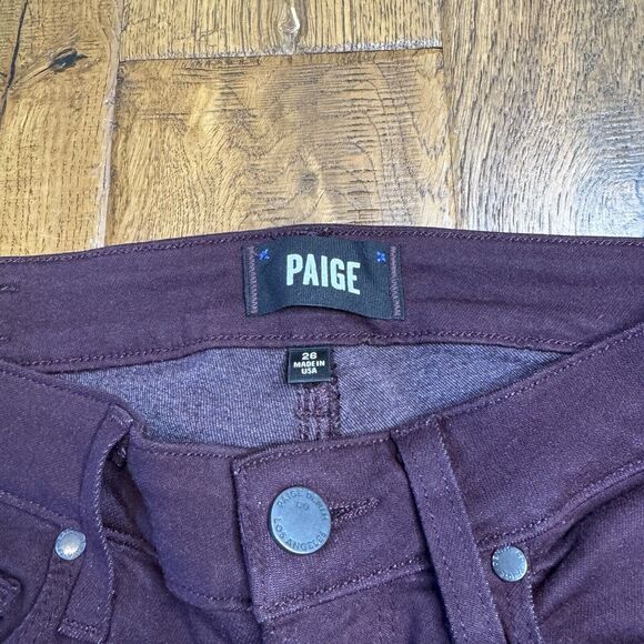 Paige Jeans Verdugo Skinny Ankle Jeans Burgundy Stretch Denim Women’s Sz 26 - Picture 2 of 8